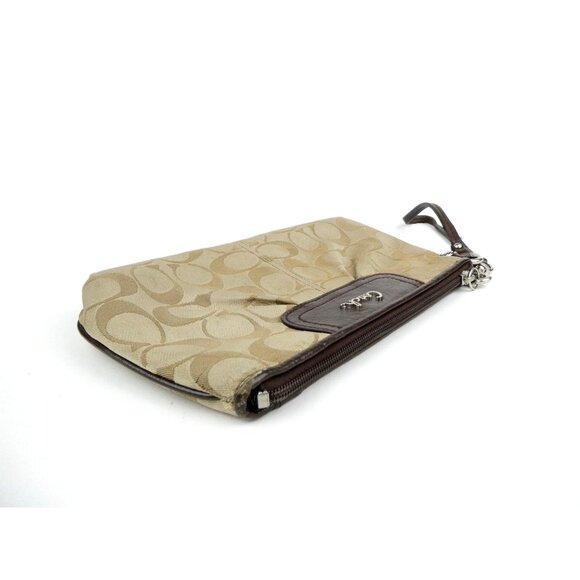 Coach Signature Khaki Brown Ashley Wristlet - Picture 6 of 12